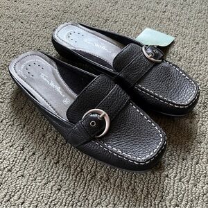 NWT Thom McAn | Pebbled Leather Buckled Slide Loafers | Black | Size 5.5